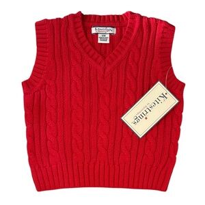 NEW Kitestrings by Hartstrings Baby Boy’s Cable Knit Sweater Vest size 12M Red